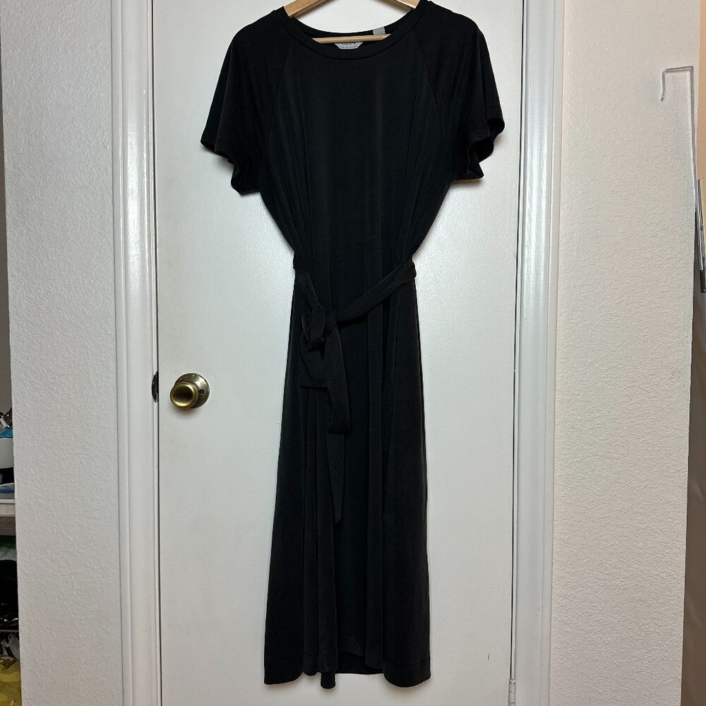 Seraphine Maternity Tie & Side Slits Grey T Shirt Dress Pregnancy Wear - Picture 3 of 9
